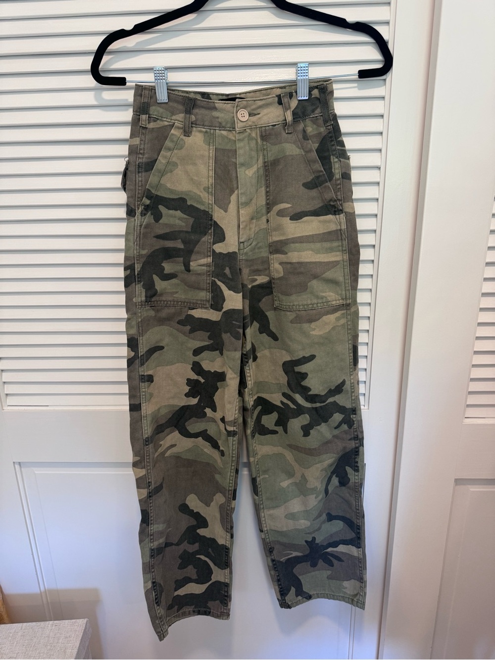 Topshop Wide-Leg High-Waisted Camo Pants